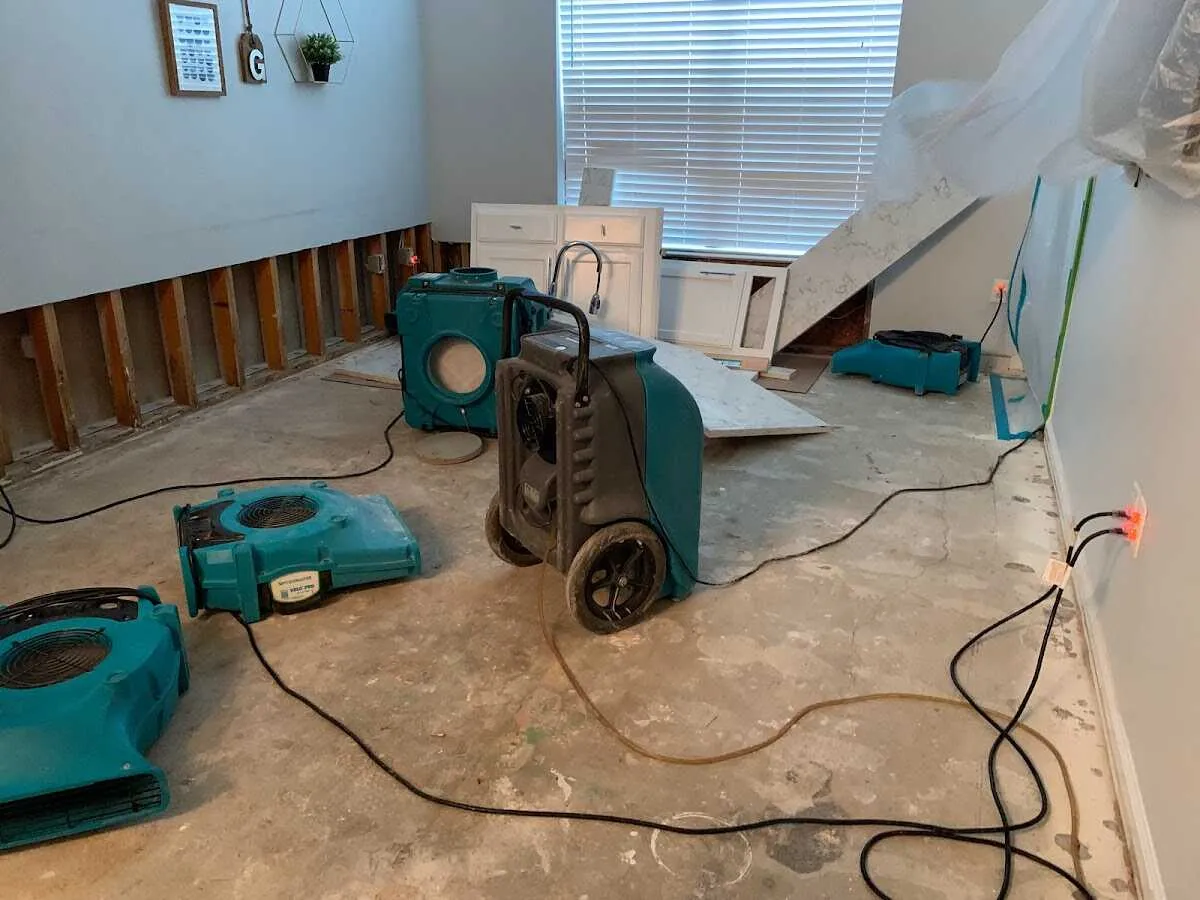 Dehumidifier in flood-cut room for Water Damage Restoration in San Marino